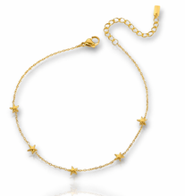 Load image into Gallery viewer, Dainty multi star gold anklet
