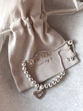 Load image into Gallery viewer, Sterling Silver Open Heart on 4mm Ball Adjustable Slider Chain Bracelet
