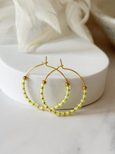 Load image into Gallery viewer, Neon Miyuki Beaded Stainless Steel 30mm Hoop Earrings
