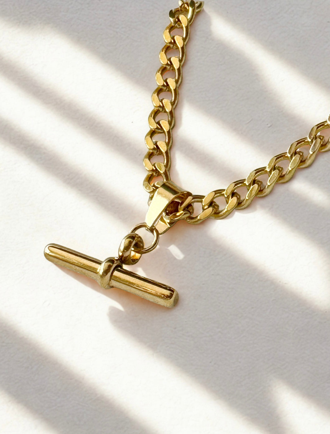T Bar Gold Plated Stainless Steel necklace - chunky chain