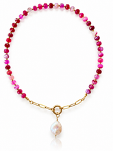 Load image into Gallery viewer, Pink Agate and Freshwater Pearl OOAK necklace
