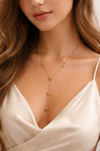 Load image into Gallery viewer, Crystal &amp; Flower Droplet Lariat Necklace
