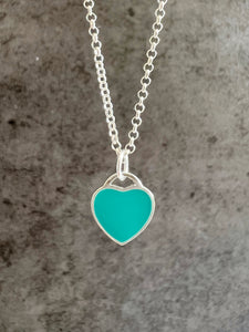 Turquoise Blue Heart Sterling Silver Necklace