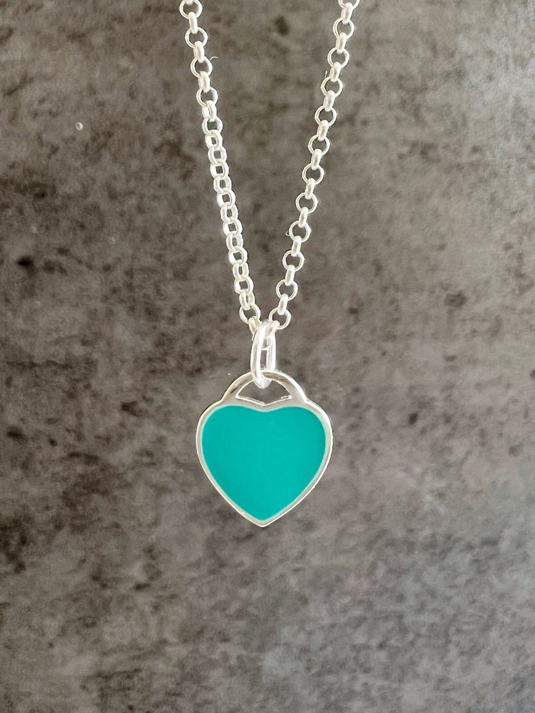 Turquoise Blue Heart Sterling Silver Necklace