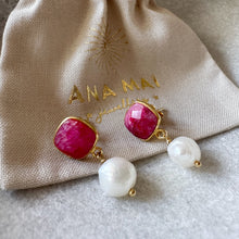 Load image into Gallery viewer, Teardrop double gemstone earrings
