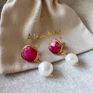 Teardrop double gemstone earrings
