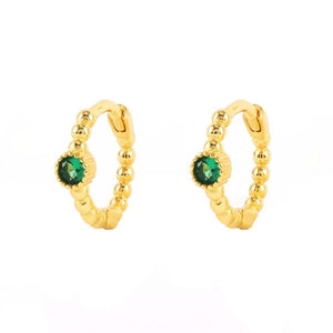 Crystal Small Gem Beaded Huggie Hoop Earrings