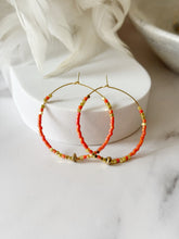 Load image into Gallery viewer, Miyuki Beaded Stainless Steel 40mm Hoop Earrings
