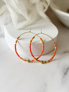 Miyuki Beaded Stainless Steel 40mm Hoop Earrings
