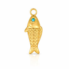 Load image into Gallery viewer, 26mm Fish pendant charm with crystal eye
