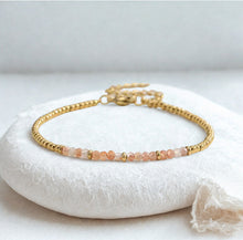 Load image into Gallery viewer, Delicate gemstone and gold stainless steel bracelets - various
