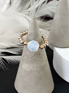 Glass Beaded Stretch Ring - various