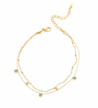 Load image into Gallery viewer, Crystal drop double row anklet
