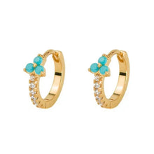 Load image into Gallery viewer, Crystal Trefoil Flower Huggie Hoop Earrings
