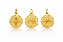 Load image into Gallery viewer, Gold Compass Charms with a crystal centre - 4 colours
