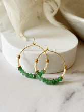 Load image into Gallery viewer, Gem and Miyuki Beaded Stainless Steel 30mm Hoop Earrings

