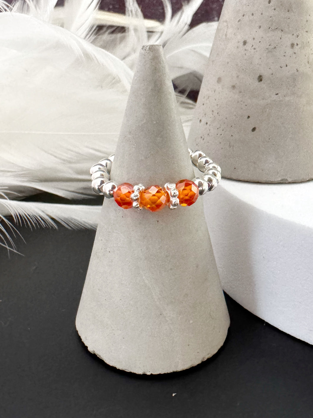 Cubic Zirconia Beaded Stretch Ring