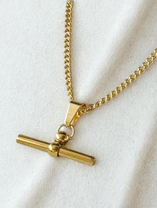 T Bar Gold Plated Stainless Steel necklace