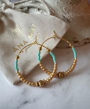 Load image into Gallery viewer, Miyuki Beaded Stainless Steel 30mm Hoop Earrings
