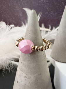 Glass Beaded Stretch Ring - various