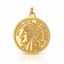 Load image into Gallery viewer, French Coin gold charm pendant
