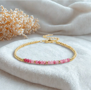 Delicate gemstone and gold stainless steel bracelets - various