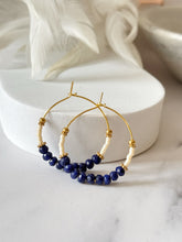 Load image into Gallery viewer, Gem and Miyuki Beaded Stainless Steel 30mm Hoop Earrings
