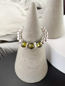 Cubic Zirconia Beaded Stretch Ring