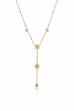 Load image into Gallery viewer, Crystal &amp; Flower Droplet Lariat Necklace
