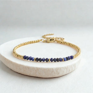 Delicate gemstone and gold stainless steel bracelets - various