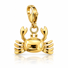 Load image into Gallery viewer, Gold Crab charm pendant - 2 sizes
