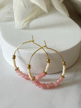 Load image into Gallery viewer, Colourful Agate and Miyuki Beaded Stainless Steel 30mm Hoop Earrings
