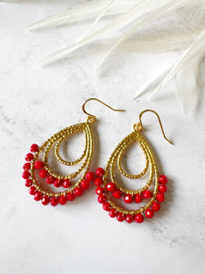 Ibiza teardrop double row beaded earrings