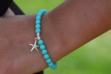 Load image into Gallery viewer, Gold Vermeil Starfish Charm 6mm Beaded Bracelet
