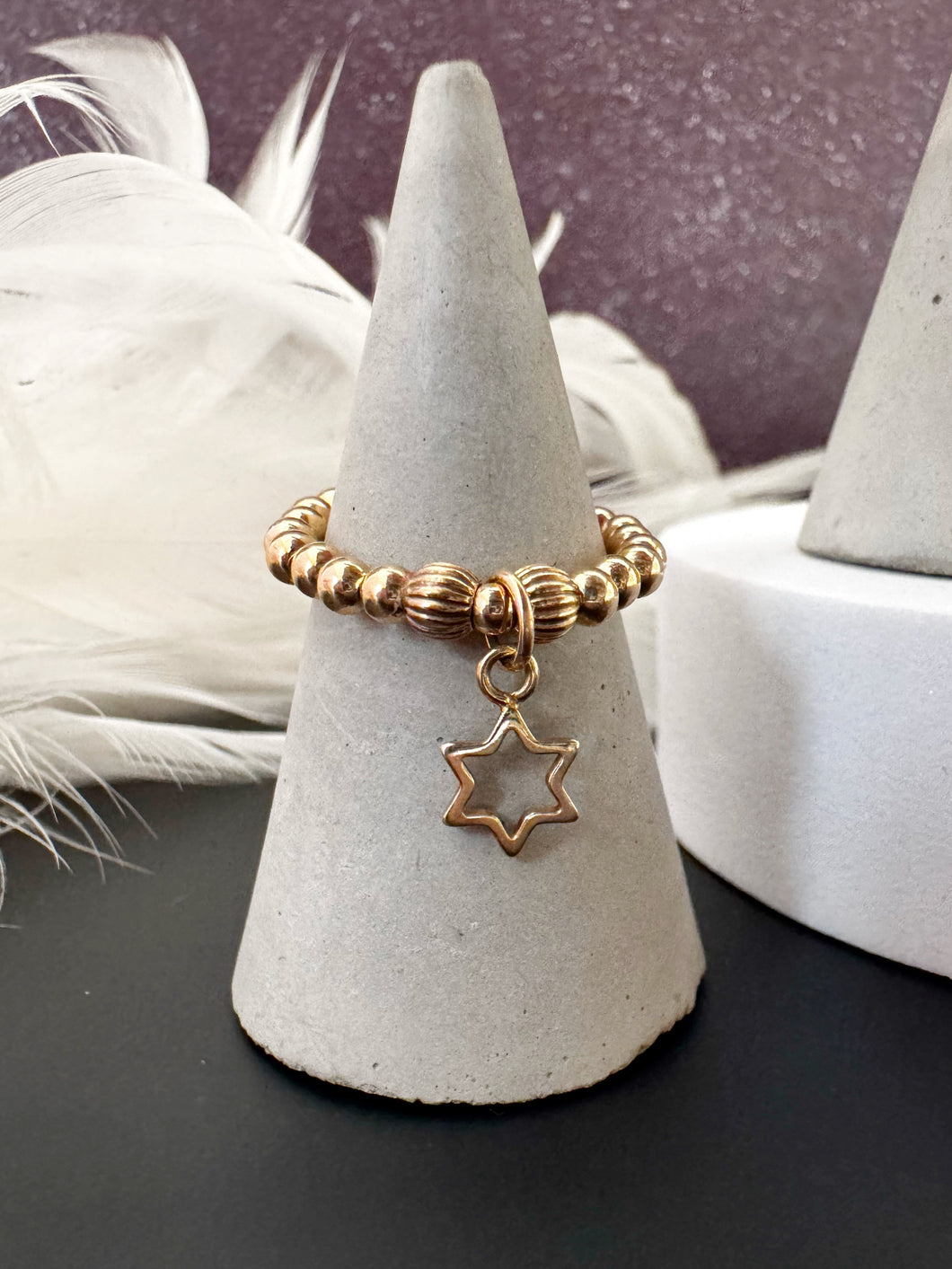Open Star Charm Beaded Stretch Ring