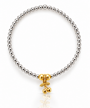 Load image into Gallery viewer, Sterling Silver/Gold Vermeil bead bracelet with Cherry Charm
