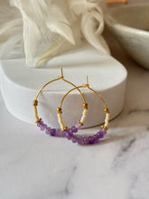 Load image into Gallery viewer, Gem and Miyuki Beaded Stainless Steel 30mm Hoop Earrings
