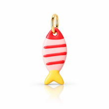 Load image into Gallery viewer, Large stripy ceramic fish charm pendants - colourful &amp; fun - 7 colours
