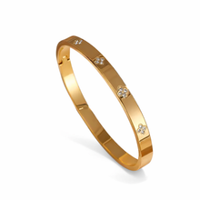 Load image into Gallery viewer, Stainless Steel clover crystal bangle

