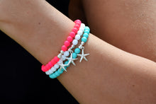 Load image into Gallery viewer, Gold Vermeil Starfish Charm 6mm Beaded Bracelet
