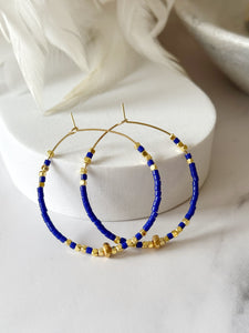 Miyuki Beaded Stainless Steel 40mm Hoop Earrings