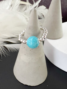 8mm Gemstone Beaded Stretch Ring - various