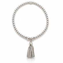 Load image into Gallery viewer, Tassel Charm Sterling Sterling Beaded Bracelet
