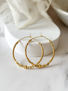 Miyuki Beaded Stainless Steel 40mm Hoop Earrings