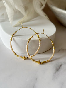 Miyuki Beaded Stainless Steel 40mm Hoop Earrings