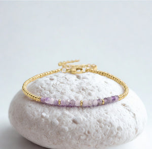 Delicate gemstone and gold stainless steel bracelets - various