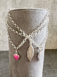 Sterling Silver Angel Wing Charm Chain Bracelet