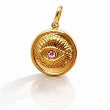 Load image into Gallery viewer, Gold Evil Eye charm with crystal eye
