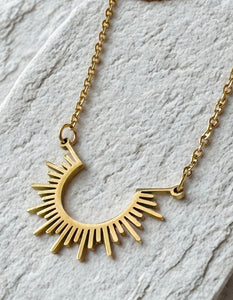 Sunburst Gold & Silver Stainless Steel Necklace