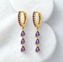 Load image into Gallery viewer, Crystal Coloured drop huggies
